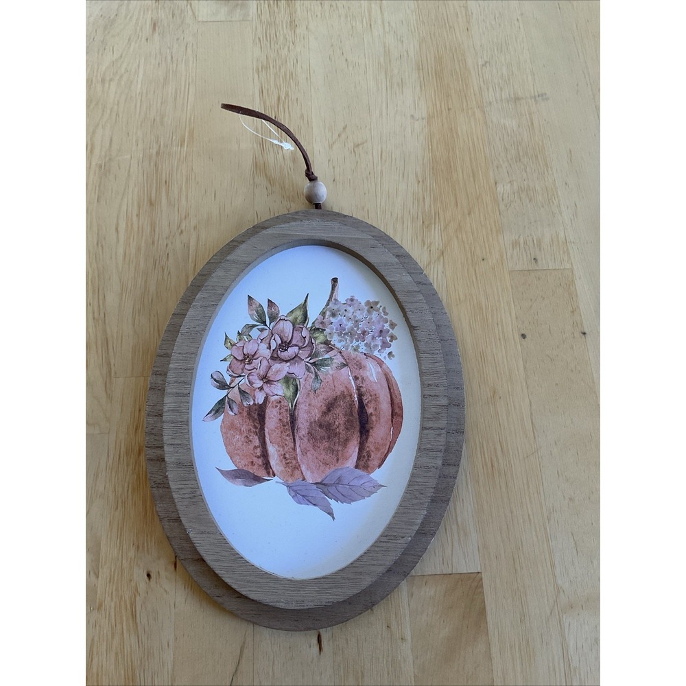 Fall‎ Pumpkins Oval Wall Art  Thanksgiving Wall Hanging Framed Canvas Orange